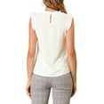 thumbnail image 3 of Unique Bargains Women's 2 Packs Ruffled Crew Neck Office Sleeveless Work Blouses Top White L, 3 of 6