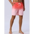 thumbnail image 2 of DARING DIVA Men's Gradient Color Drawstring Elastic Waist Lining Swimming Trunks 30 Pink, 2 of 6