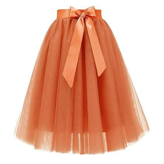 Women Dress Orange Tutu Dress for Women Long Tulle Midi Skirt Layered Puffy Fairy Skirt Adult Tutus for Women