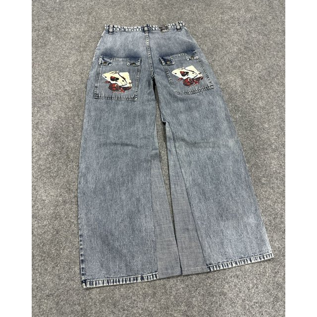 Pantalones vaqueros holgados con estampado de bolsillos exquisitos y originales de moda, pantalones de pierna ancha lavados con diseño de calle de cintura alta estilo retro hip hop Y2K