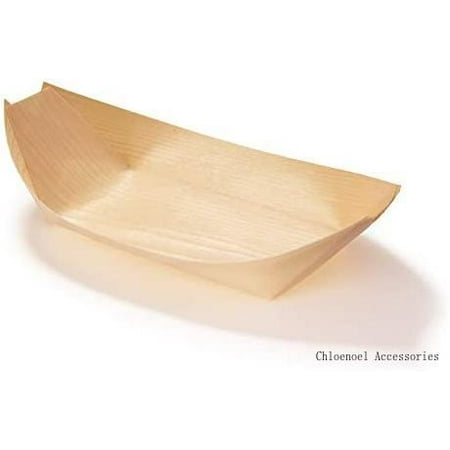 

brand - disposable wood boat plates / dishes 7.9 long x 4 wide x 1 high 300 pieces