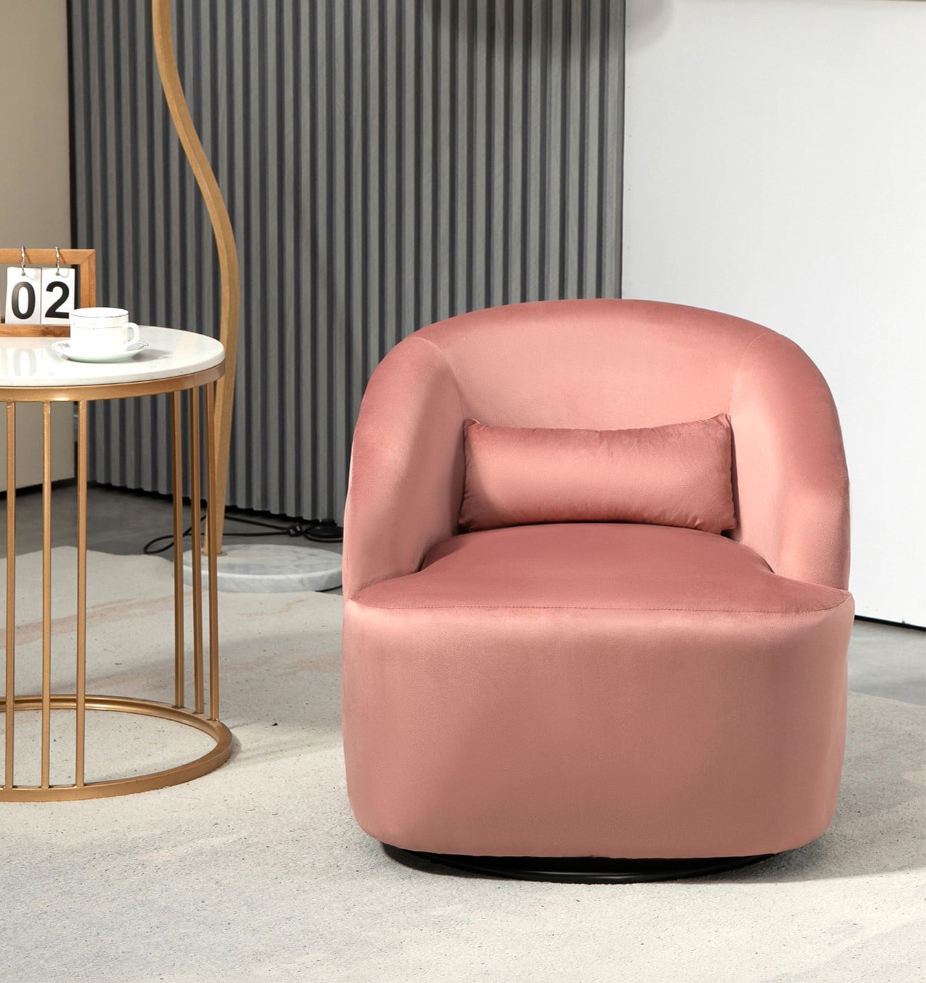 US Pride Furniture Accent Chair with Barrel-shaped Design and 360 Degree Swivel Feature Rosa
