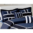 thumbnail image 3 of 7 Piece MARMA Ruffle & Patchwork Clearance bedding Comforter Set Fade Resistant, Wrinkle Free, No Ironing Necessary, Super Soft, All Sizes Queen King CalKing (Cal.King, Navy/White), 3 of 4