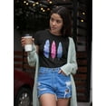 thumbnail image 2 of Blue & Pink Ethnic Feathers T-Shirt Women -Image by Shutterstock, Female Medium, 2 of 4