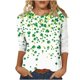 thumbnail image 3 of TaTaai St. Patrick's Day Women's Casual Print Round Neck 3/4 Sleeve T-Shirt Loose Top Gift, 3 of 5