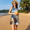 thumbnail image 3 of Fotbe Sunset Airplane Travel View Vestido de Verano sin Mangas para Mujer – Vestido Midi Línea A, Estilo Camiseta Floral, Vestido Playero Casual y Fluido, 3 of 7