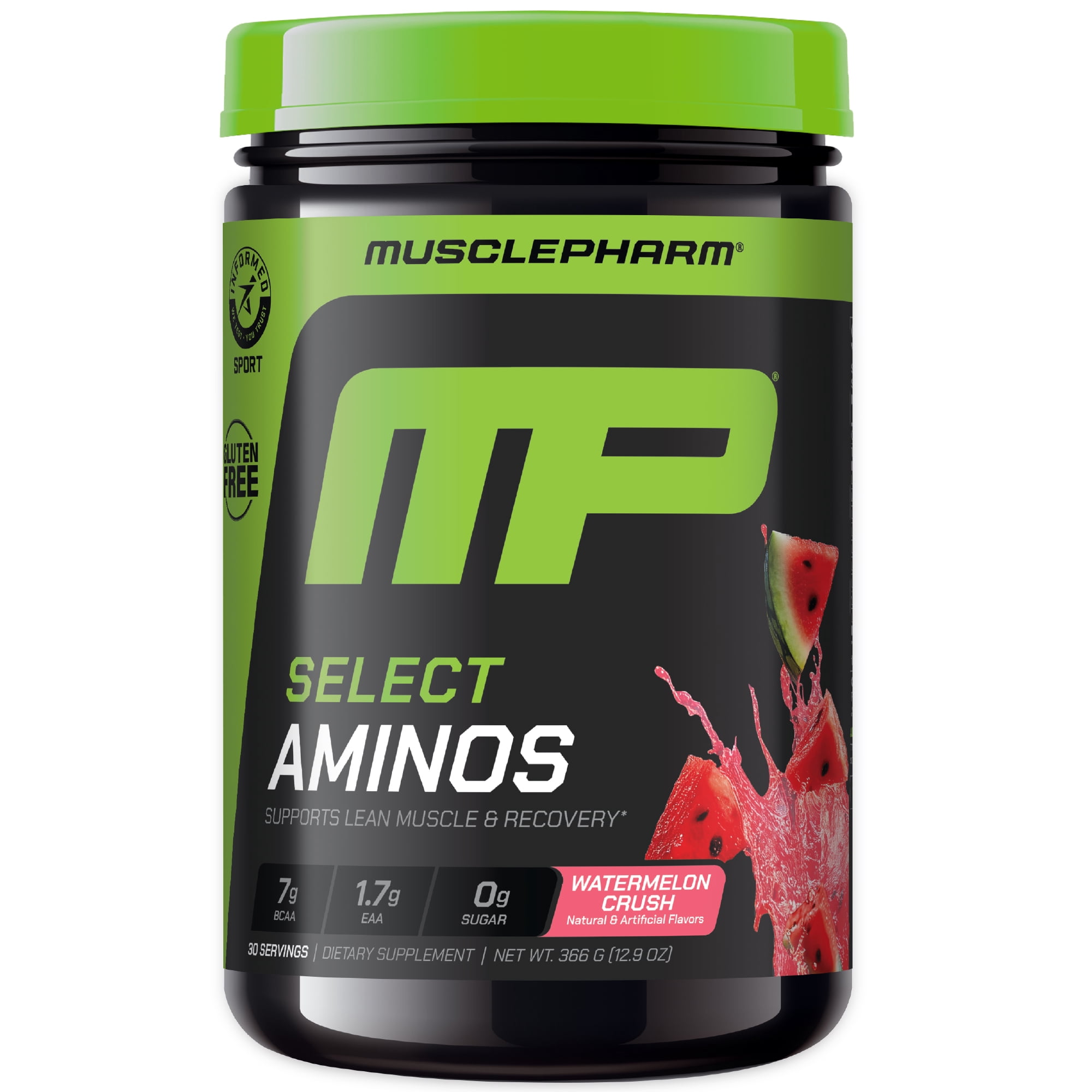 Muscle Pharm Select Aminos -EAA + BCAAs, Post Workout Essential Amino Acids Powder, Pre Workout Energy Supplement for Men & Women with Branched Chain Amino Acids, 30 Servings, Watermelon Crush