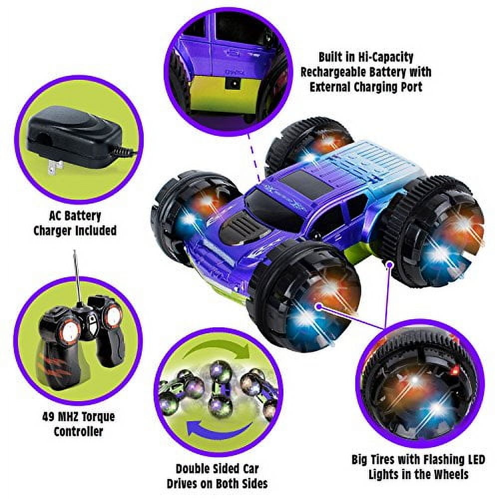 Kidirace RC Stunt Car 360 Degree Spinning and Flips Double Sided, Blue