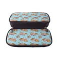 thumbnail image 5 of Picia Turtles And Corals Pattern Large Capacity PU Leather Pencil Case Organizer Pen Marker Holder Double Zipper Storage Bag Big Pencil Pouch for College Office, 5 of 6