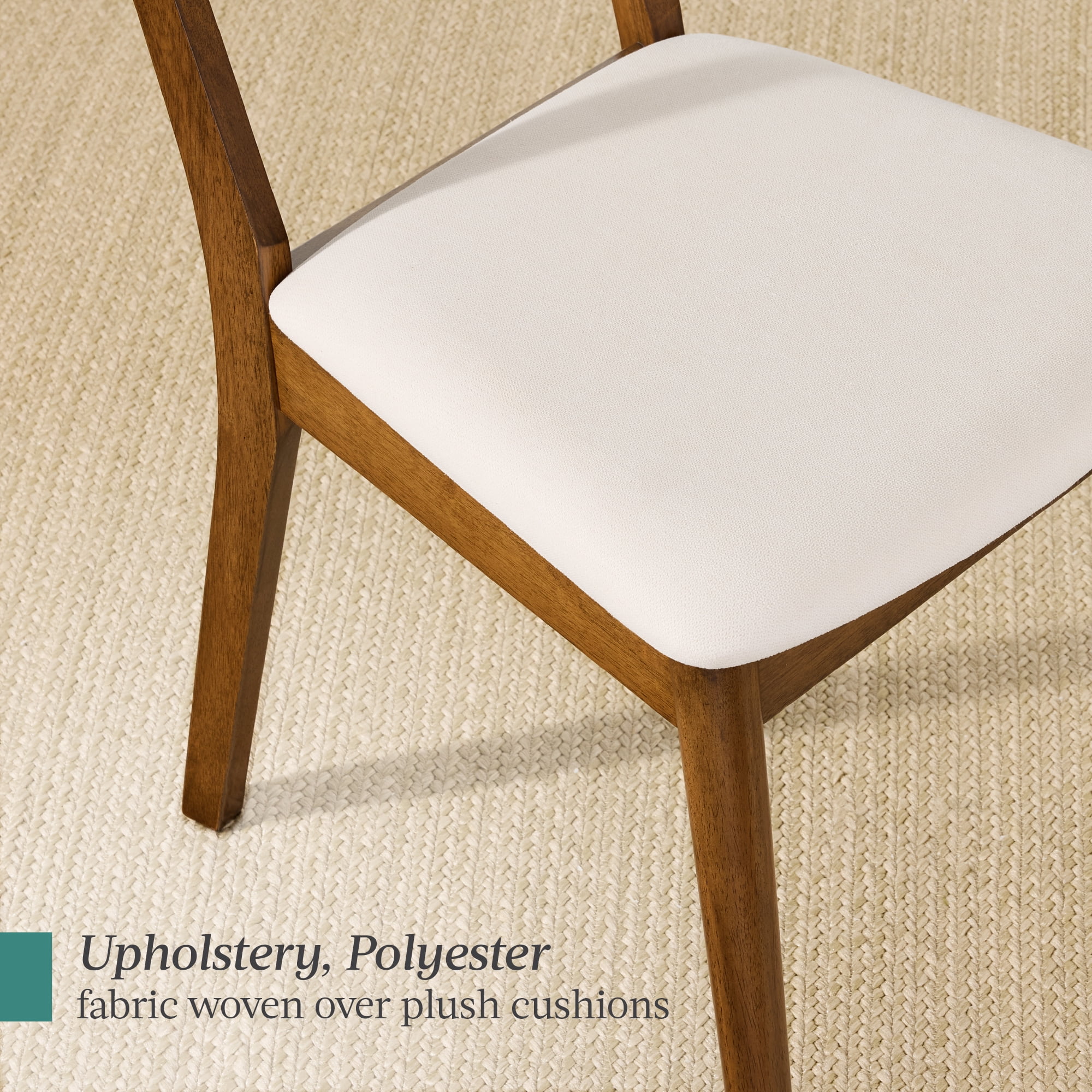Best Choice Products Set of 4 Wooden Dining Chairs, Wood Modern Farmhouse Upholstered Chairs - Walnut/Cream