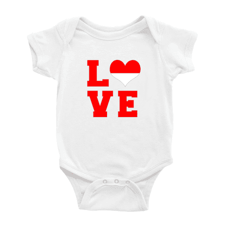 

Love Indonesia Flag Heart Baby Jumpsuits Newborn Clothes (White 0-3 Months)