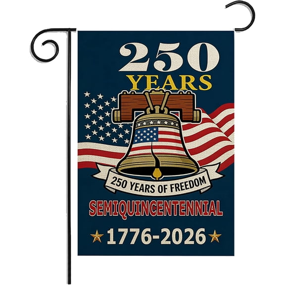 250 Anniversary Garden Flag,Blessings America USA Garden Flag 250th,1776-2026 Commemorative,4th of July Anniversary Celebration,Double-Sided with Liberty Bell Design,12x18 Inch.