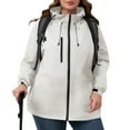 thumbnail image 4 of Plus Size Womens Rain Jacket with Hood Packable Lightweight Windbreaker Waterproof Thin Jackets Hiking Travel White L, 4 of 7