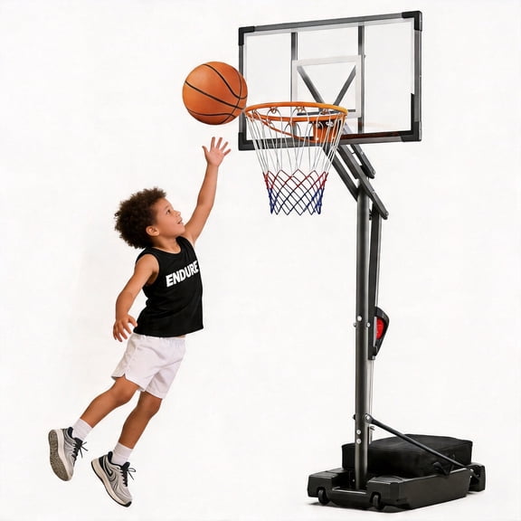 Bexfil Portable Basketball Hoop, 4.0-8.5FT Adjustable Basketball Goal System, 33 Inch Outdoor Basketball Hoop and Goals for Kids, Youth, and Adults in The Backyard, Driveway with PC Backboard