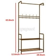 Industrial Coat Rack Stand 2Tier Shoe Bench, Hall Tree Entryway Clothes Storage Shelf, Accent