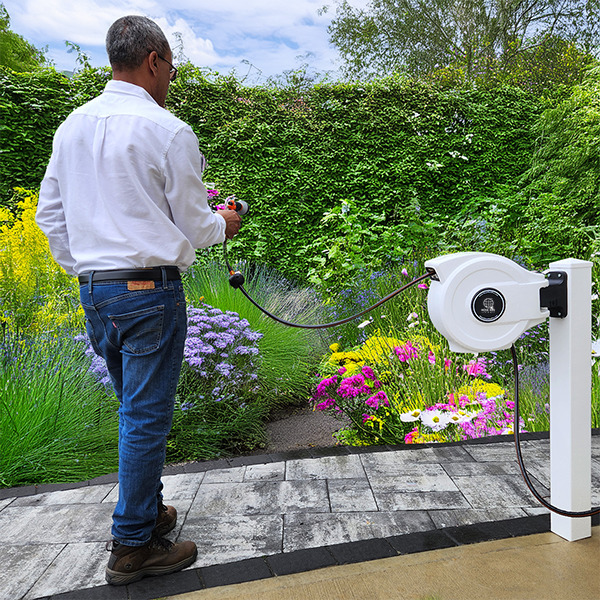 Hose Reel Pro 50ft Retractable Garden Hose Reel in White