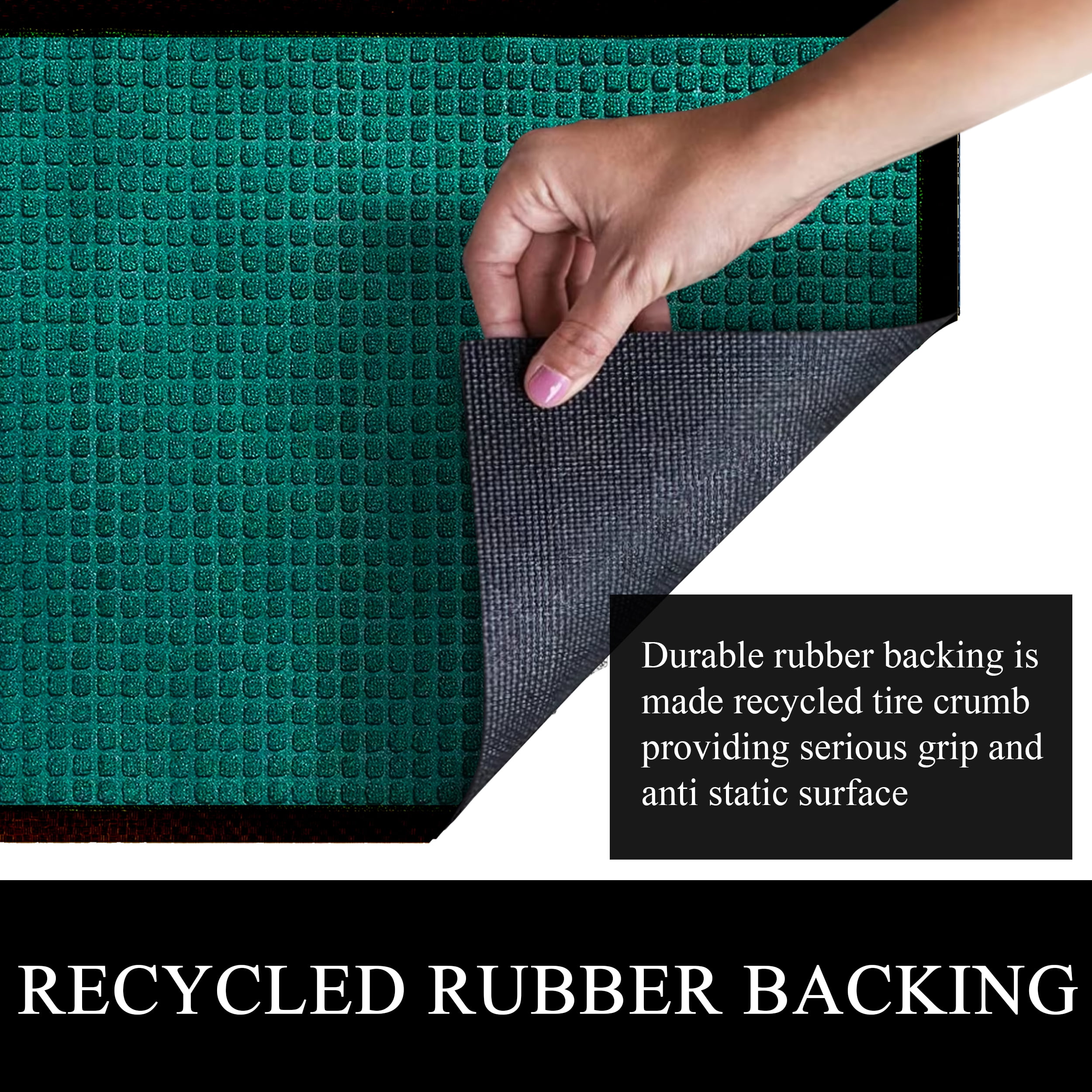 A1HC Indoor Outdoor Mat, Front and Back Entrance Welcome Mats, Front Door Patio Mats 18X30 Inches, Non-Slip Easy Clean Entrance Washable Doormats, Green