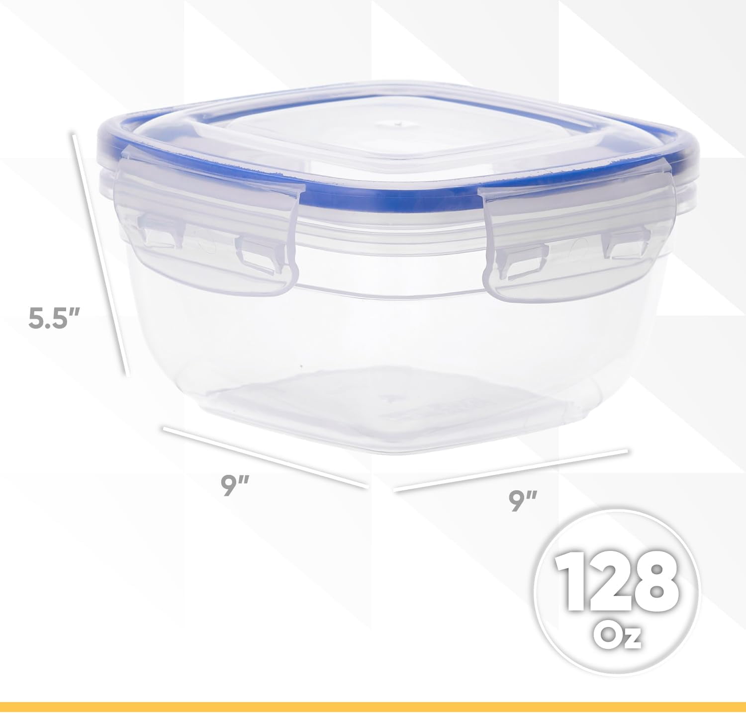 Superio Airtight Food Storage Containers with Leakproof Lids (2 Pack), 128 oz, Clear