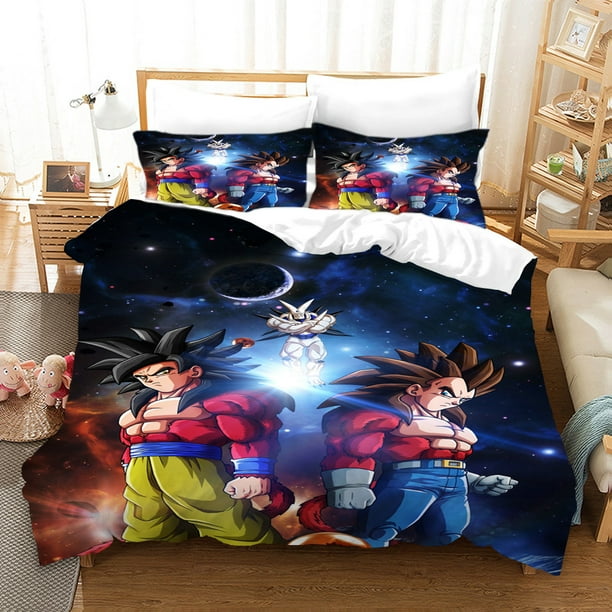 New 3 PCS Anime Dragon Ball Z Comforter Bedding Set Queen Size