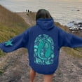 thumbnail image 2 of Aihuaihua Whale Ocean Hoodie Shark Hoodie for Women Preppy Oversized Graphic Long Sleeve Pullover Top Y2K Sweatshirt wiht Pocket, 2 of 8
