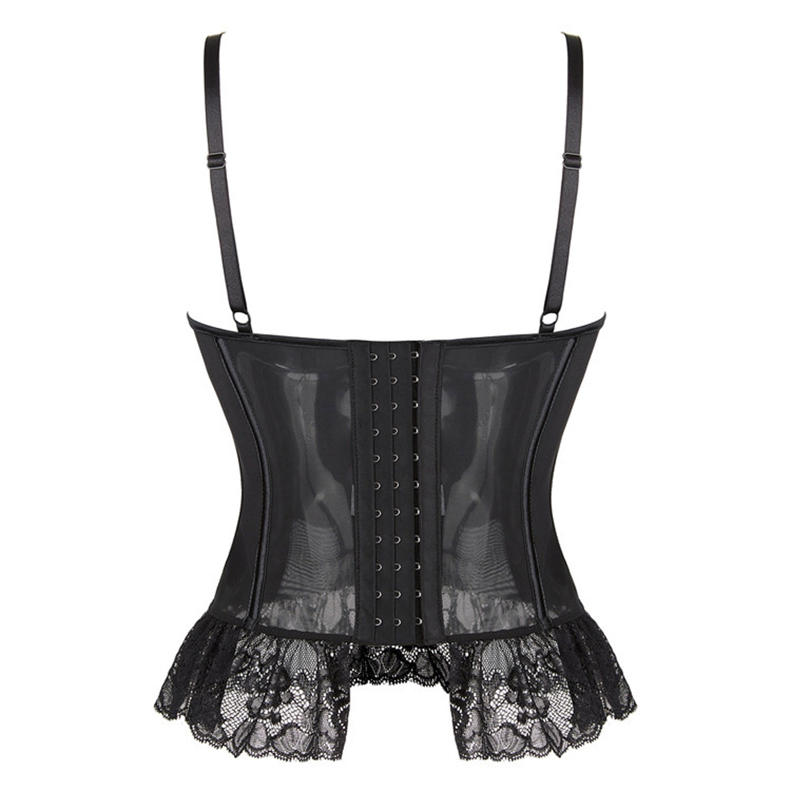 Luxalzxs Womens Black Corset Tank Top Adjustable Spaghetti Strap