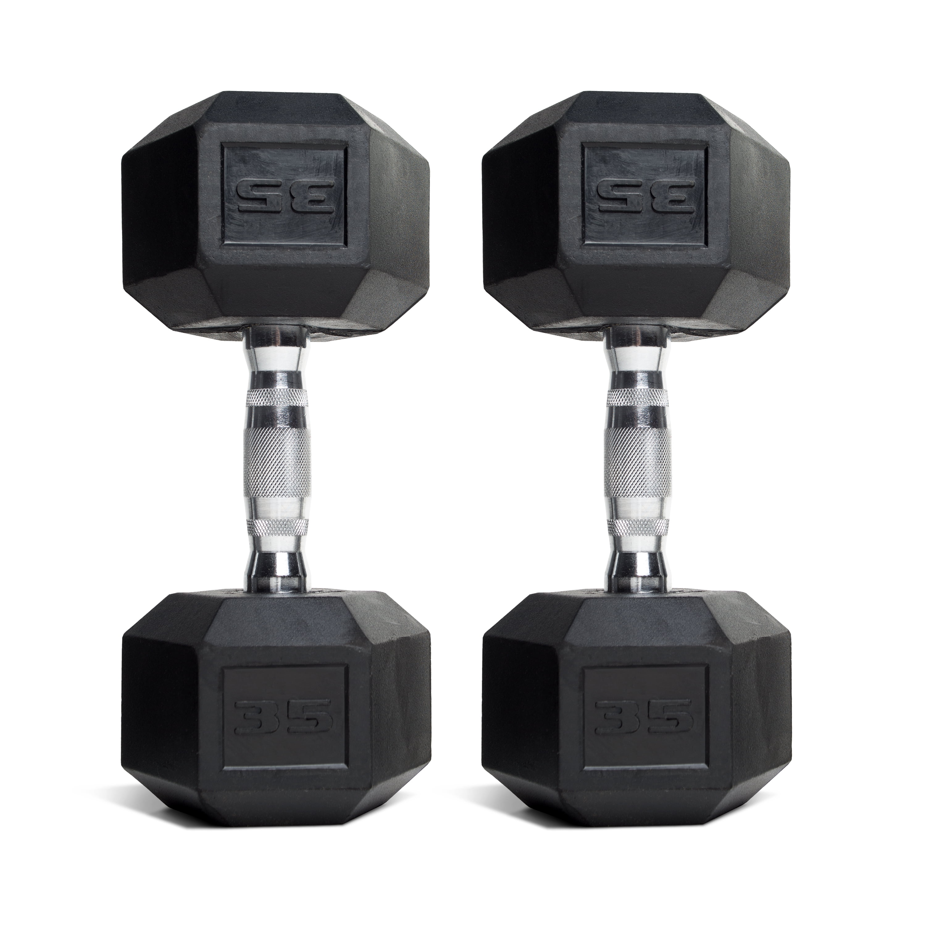 2x New Rubber Barbell Coated Hex Dumbbells PAIR of 25LB Weight Gym TOTAL 50LBS 