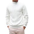 thumbnail image 3 of Men'S Mock Neck Vertical Cable Knit Long Sleeve Pullover Sweater White XXXL, 3 of 7