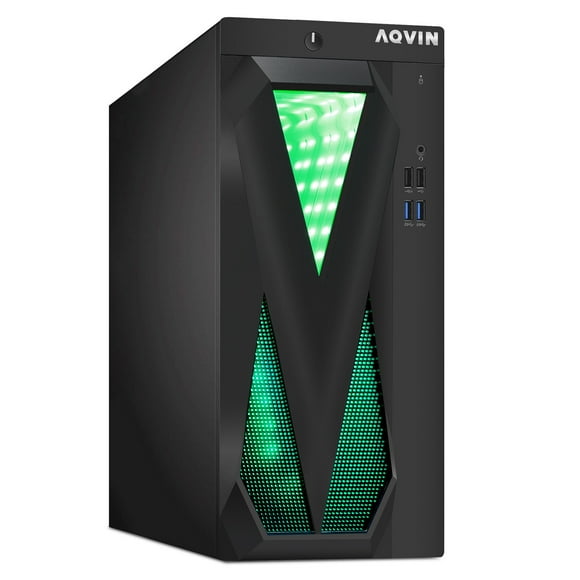 AQVIN InfinityLite Gaming Desktop Computer Tower PC, Intel Core i7 CPU, 32GB DDR4 RAM, 1TB SSD Storage, AMD RX 550 4GB, Windows 10 Pro, RGB Keyboard and Mouse (Refurbished)
