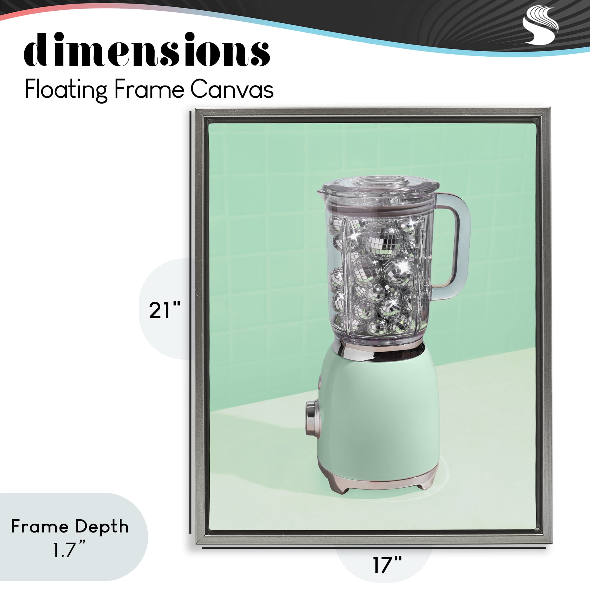 Stupell Industries Disco Drink Blender over Green Gray Framed Floater Canvas Wall Art, design by LISH Creative