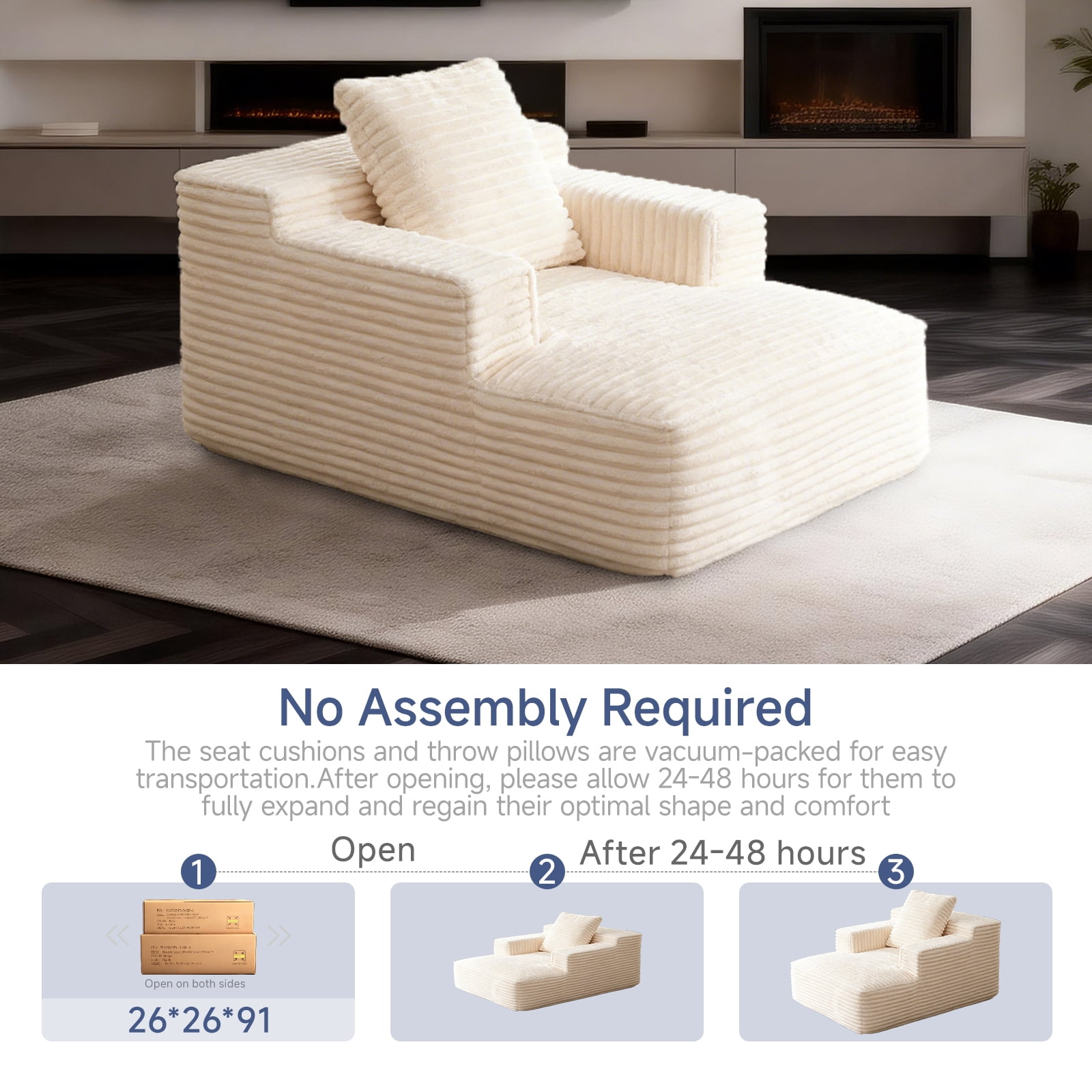 Corduroy Modular Cube Lazy Sofa, Convertible Floor Chaise Lounge, No Assembly Block Sofa with Storage Pockets for Bedroom Living Room Kids Napping