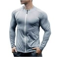thumbnail image 4 of ZQUUVOU Men's Shirts Long Sleeve Solid Color Sports Hoodless Casual Outwear Zipper Jackets (Light Blue,M), 4 of 6