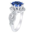 thumbnail image 2 of AFFY 2.25 Carat Oval Shape Simulated Blue Sapphire & Natural Diamond Promise Ring 14K Solid White Gold Ring Size-9, 2 of 2
