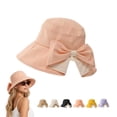 thumbnail image 3 of Women's Bowknot Wide Brim Sun Hat Foldable 360° Protection UV Protection Breathable Summer Travel Beach Hat, 3 of 3