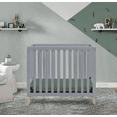 thumbnail image 3 of Delta Children Essex Convertible Mini Baby Crib with 2.75-Inch Mattress, Grey w/Natural, 3 of 12
