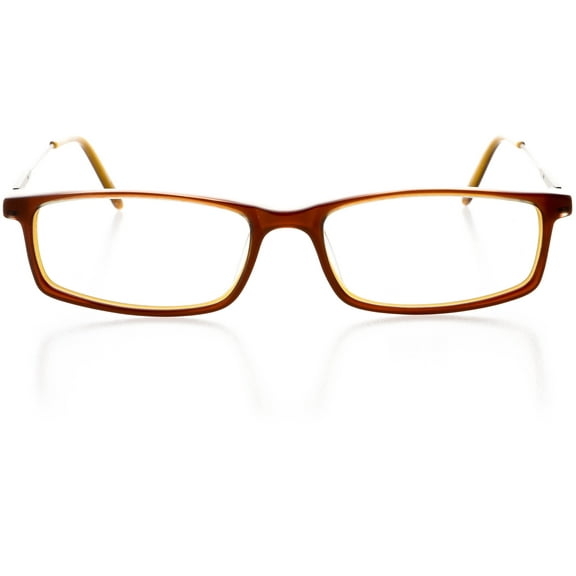 Womens Optical Eyewear - Rectangle Shape, Plastic Full Rim, Amber