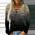 thumbnail image 2 of Ketyyh-chn99 T-Shirt pour Femmes Cadeaux pour Femmes Manches Longues Col Rond Tunique Ligne A Blouse Or,L, 2 of 5