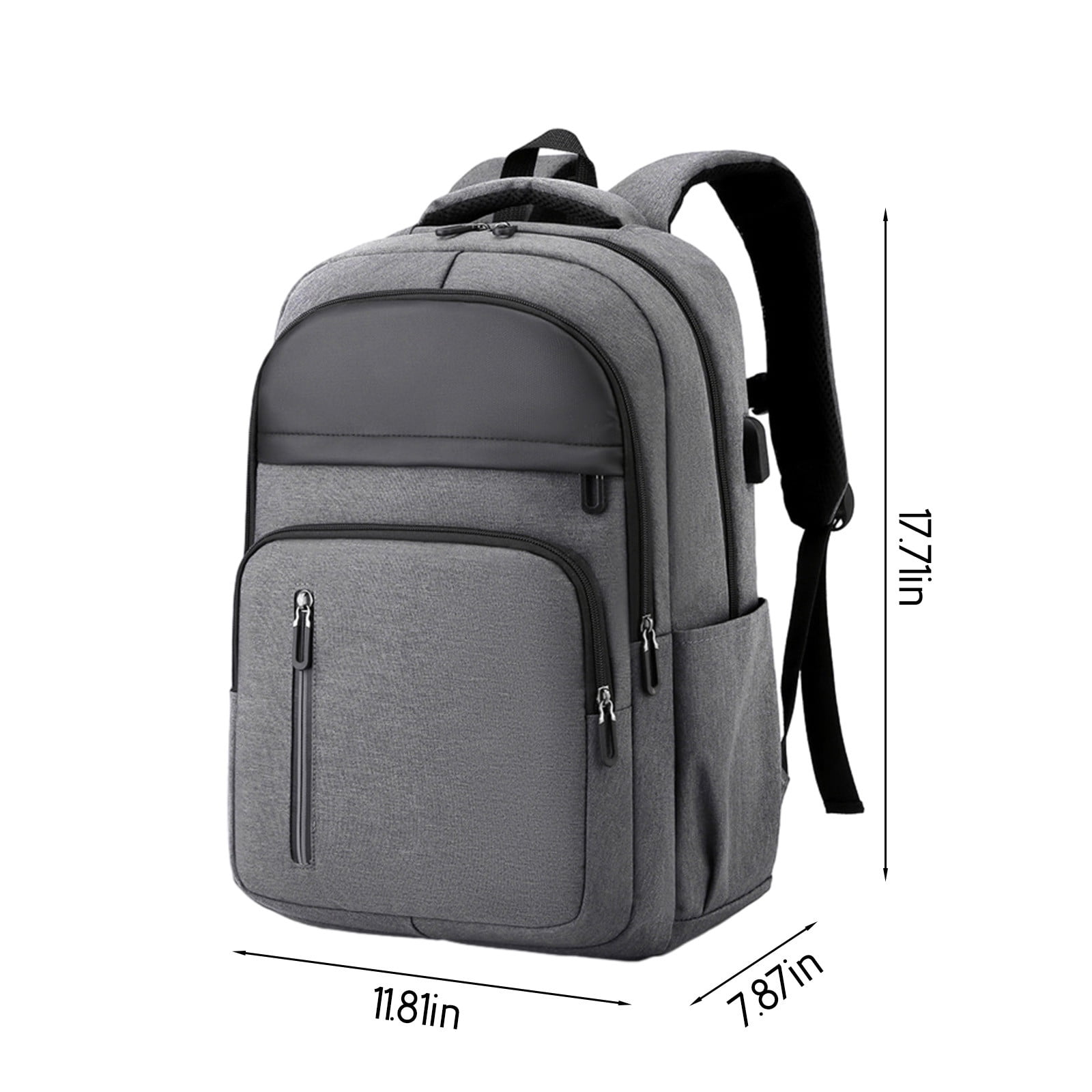 WIZUTIZ Laptop Bags for Men Large Laptop Cases 15 Inch Travel College Backpack for Men Womens Computer Work Backpacks Bookbags Backpack with USB Port Large Solid Bags Waterproof Classic Bag 1 PC Gray