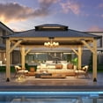 thumbnail image 3 of Howsvn 13 x 15 ft. Patio Cedar Wood Hardtop Gazebo, Double Metal Roof Wooden Gazebos for Backyard, Deck, Lawns, 3 of 10