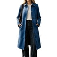 thumbnail image 5 of Cmfcve Womens Gingham Plaid Long Overcoat Button Front Business Casual Coat Fall Winter Collared Outerwear, 5 of 7
