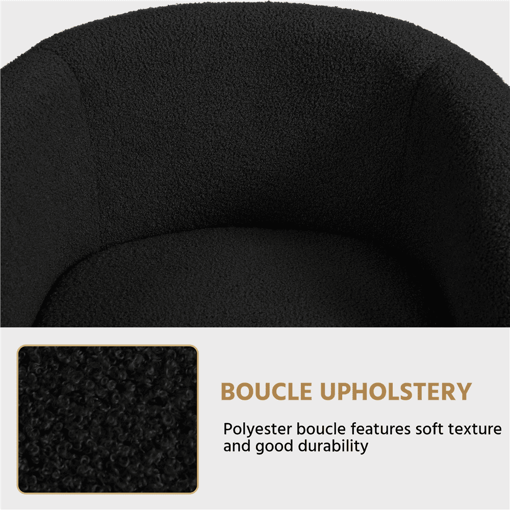 Renwick Set of 2 Boucle Upholstered Club Chair, Black