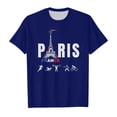 thumbnail image 3 of WEAIXIMIUNG Chemise à Phrase Enfants 2024 Thème France Mode Imprimé Manches Courtes Col Rond T-Shirt Hauts 6-7 Ans, 3 of 4