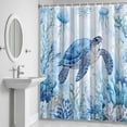 thumbnail image 6 of Summer Blue Bathroom Shower Curtain, Sea Turtles Jellyfish Corals Marine Life Coastal Waterproof Washable Soft Bath Curtain for Bathtub Decor with 12 Hooks&Grommet, 72x72 Inch, 6 of 9