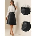 thumbnail image 2 of DARING DIVA Women A-Line High Waist PU Faux Leather Belted Midi Skirt XS Black, 2 of 6