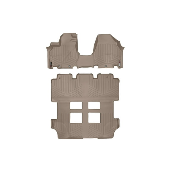 WeatherTech Custom Fit FloorLiners compatible with 2011-2017 Honda Odyssey - Complete Set (1st Row Over-The-Hump, 1-piece 2nd/3rd Row), Tan