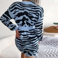 thumbnail image 7 of Womens V-Neck Casual Knit Dress Slim Waist Long Sleeve Mini Dress 2024 Fashion Tiger Printed Short Dresses, 7 of 7