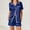 Blue#4, variant on IROINNID Women Satin Pajama Set Casual Homewear Short Sleeve Button Down Top with Ruffle Sleeves and Shorts Night Comfortable Sleepwear Homewear Soft Fabric(Black,M)