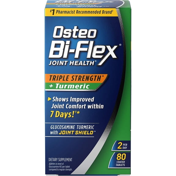 Osteo Bi-Flex Triple Strength Glucosamine with Turmeric, Joint Health Supplement, Coated Tablets, Original Version, 80 Count