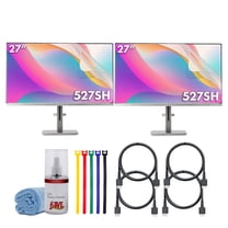 2x HP Series 5 27 inch FHD Height Adjust Monitor Bundle Including: 3x HDMI Cable, Surge Protector, Cable Ties, Screen Cleaning Kit, Screen Protector