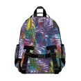 thumbnail image 3 of Colorful Tropical Leaf Pattern Backpack for School,Cute School Bag,Schoolbag with Adjustable Shoulder Straps & Padded Back,15.25"x11.5"x5.25", 3 of 5