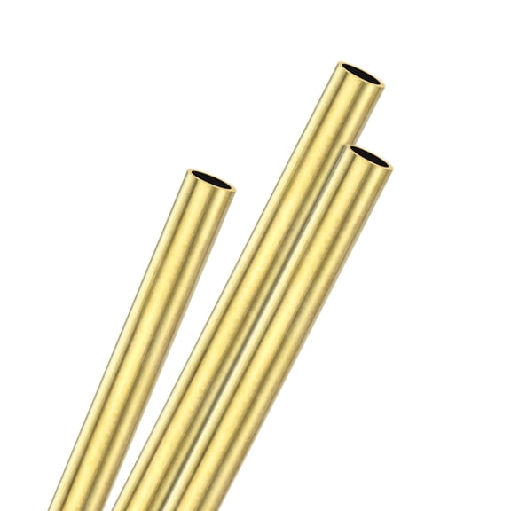 Uxcell 3-Pack 300mm Brass Round Tube, 9mm OD 1mm Wall Thickness H62 Brass Seamless Tubing Metal Straight Pipe [0.35x0.04x11.81IN]